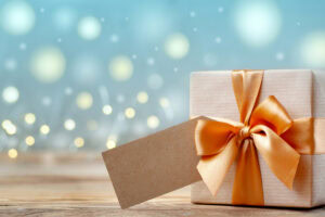 Boîte cadeau enrubannée pour idées cadeaux de Noël pour bébés et familles