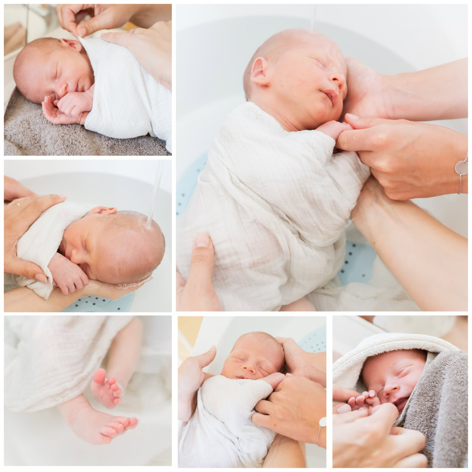Photos de bébé pendant un bain thalasso, capturées par la photographe Marion Ziadé.