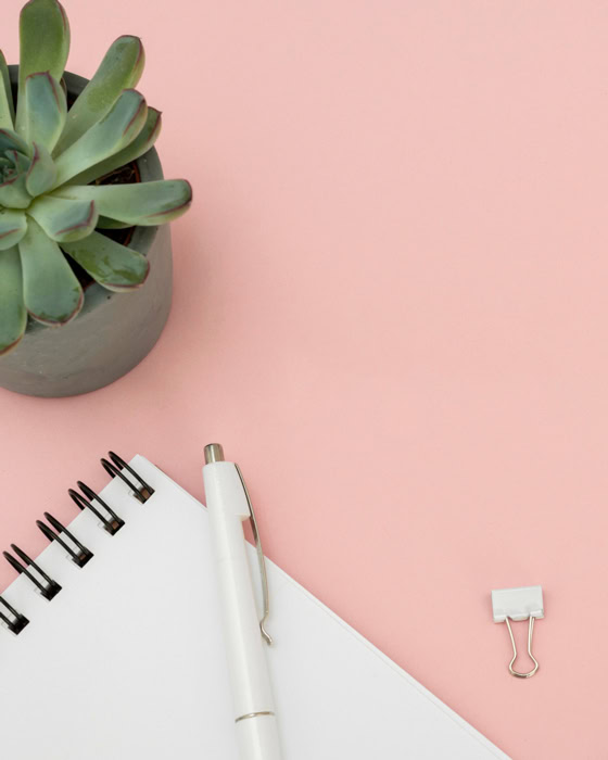 Carnet et plante verte pour noter les idées lors des réunions thématiques pour parents à Bordeaux.