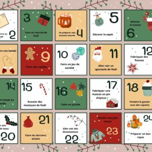 Calendrier de l'Avent enfants,Activités Noël en famille,Calendrier PDF téléchargeable
